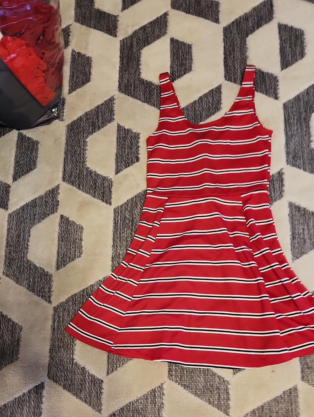 Divided Red and White Striped Dress